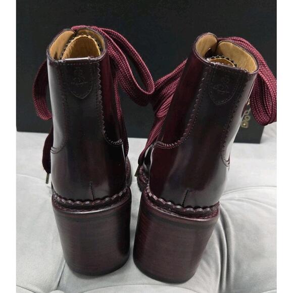 The Office of Angela Scott Miss Billie Boots Dark Red Leather Womens Shoes 37 7 - Picture 12 of 15
